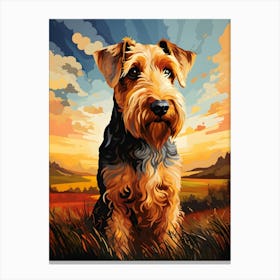 Terrier In The Field Canvas Print