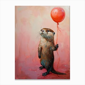 Cute Otter 1 With Balloon Canvas Print