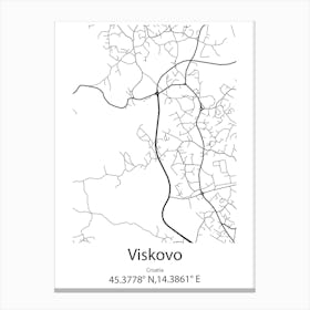 Viskovo,Croatia Minimalist Map Canvas Print