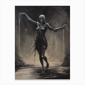 Dance With Death Skeleton Painting (24) Canvas Print