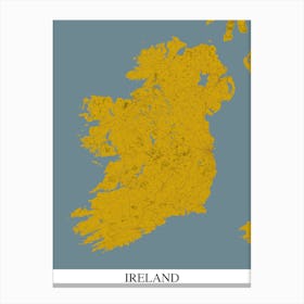 Ireland Yellow Blue Map Canvas Print