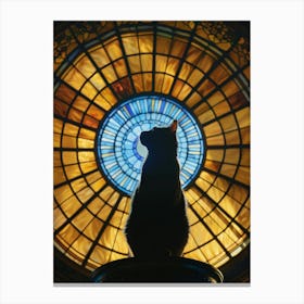 Cat In Front Of Stained Glass Window 4 Canvas Print