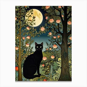 William Morris Black Cat In The Moonlight 22 Canvas Print