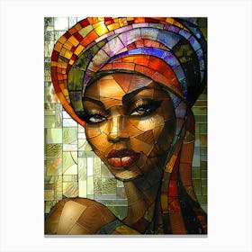 African Woman Stained Glass 3 Canvas Print