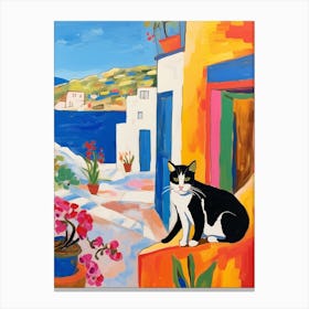 Painting Of A Cat In Crete Greece 4 Canvas Print
