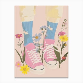 Pink Shoes And Wild Flowers 1 Canvas Print