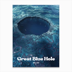 Great Blue Hole Belize Diving Digital Travel Art Canvas Print