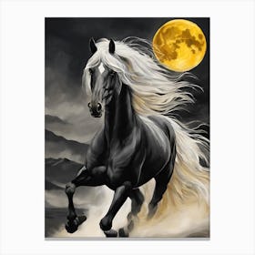 Horse Running In The Moonlight Canvas Print