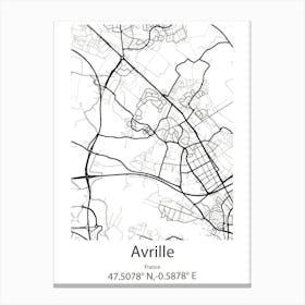 Avrille,France Minimalist Map Canvas Print