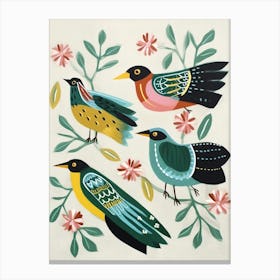 Folk Style Bird Painting Green Heron 2 Canvas Print
