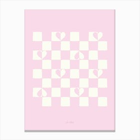 Baby Pink Checkered Hearts Canvas Print