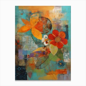 Garden, Abstract Collage In Pantone Monoprint Splashed Colors Canvas Print