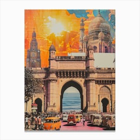 Mumbai   Retro Collage Style 1 Canvas Print