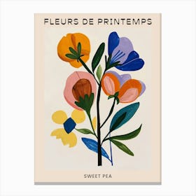 Spring Floral French Poster  Sweet Pea 3 Canvas Print