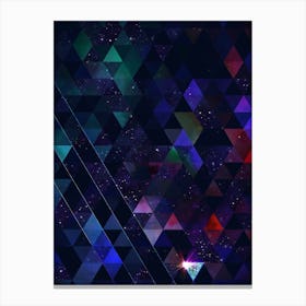 Abstract Geometric Triangle Cosmic Space Pattern in Blue n.0007 Canvas Print