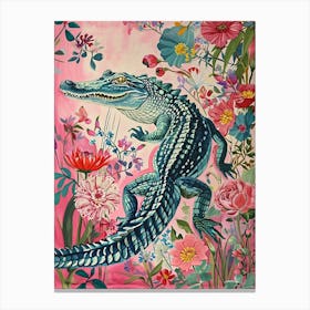 Floral Animal Painting Alligator 3 Canvas Print