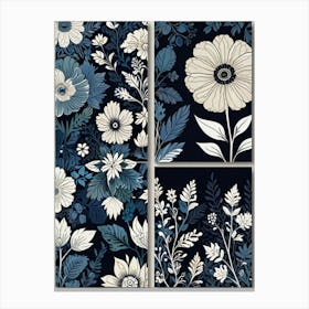 Blue And White Floral Wall Art Canvas Print