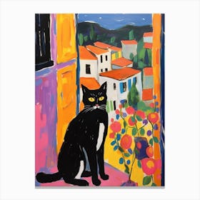 Painting Of A Cat In Montepulciano Italy 2 Canvas Print