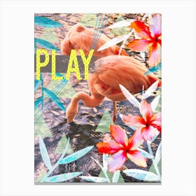 Play Tropical Flamingo Collage Canvas Print