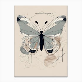 Boho Minimalist Butterfly Sketch v1 Canvas Print