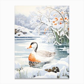 Winter Bird Painting Duck 4 Canvas Print
