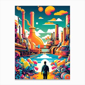 Futuristic City, industry, abstract art Canvas Print