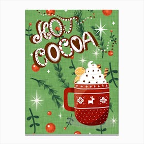 Christmas Hot Cocoa Green Canvas Print