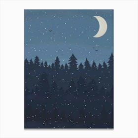 Night Sky With Trees Canvas Print