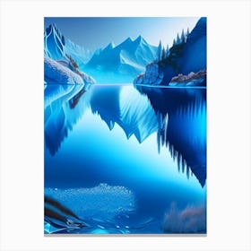 Crystal Clear Blue Lake, Landscapes, Waterscape Holographic 1 Canvas Print