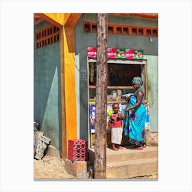 Woman And Child In A Market Canvas Print