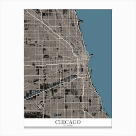 Chicago Illinois Black Blue Canvas Print