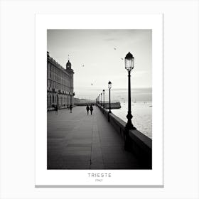 Poster Of Trieste, Italy, Black And White Analogue Photography 3 Canvas Print