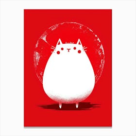 Cat On Red Background 4 Canvas Print