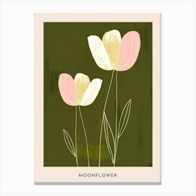 Pink & Green Moonflower 1 Flower Poster Canvas Print