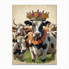 Cows With Crowns Canvas Print