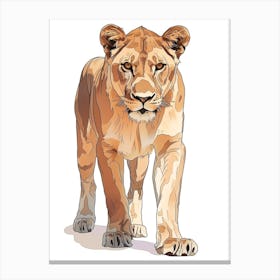 African Lion Lioness On The Prowl Clipart 1 Canvas Print