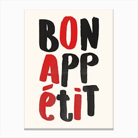 Bon Appétit Typography Canvas Print