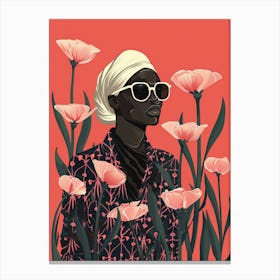 Black Woman In Flowers 1 Canvas Print