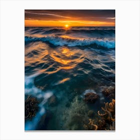 Sunset At The Beach-Reimagined Canvas Print