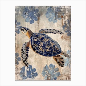 Blue Ornamental Sea Turtle 1 Canvas Print