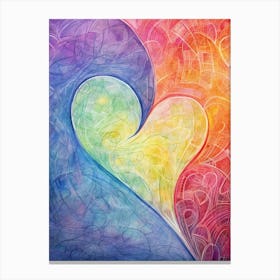 Cold Tones Swirl Line Heart 2 Canvas Print
