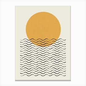 Ocean Wave Sun - Minimalist Modern Graphic Abstract Gold Canvas Print
