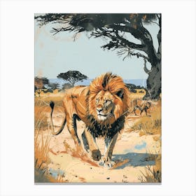 Barbary Lion Hunting Illustration 3 Canvas Print