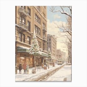 Vintage Winter Illustration Chicago Usa 1 Canvas Print