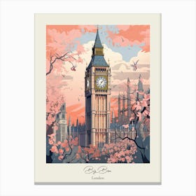 Big Ben, London   Cute Botanical Illustration Travel 1 Poster Canvas Print