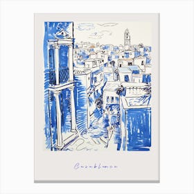 Casablanca Morocco Mediterranean Blue Drawing Poster Canvas Print