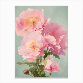 Peonies Flowers Acrylic Painting In Pastel Colours 3 Canvas Print