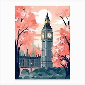 Big Ben, London   Cute Botanical Illustration Travel 5 Canvas Print