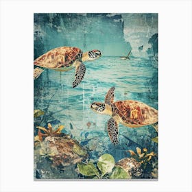 Kitsch Sea Turtle Collage 2 Canvas Print
