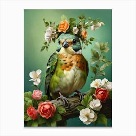 Bird In A Flower Crown 4 Canvas Print